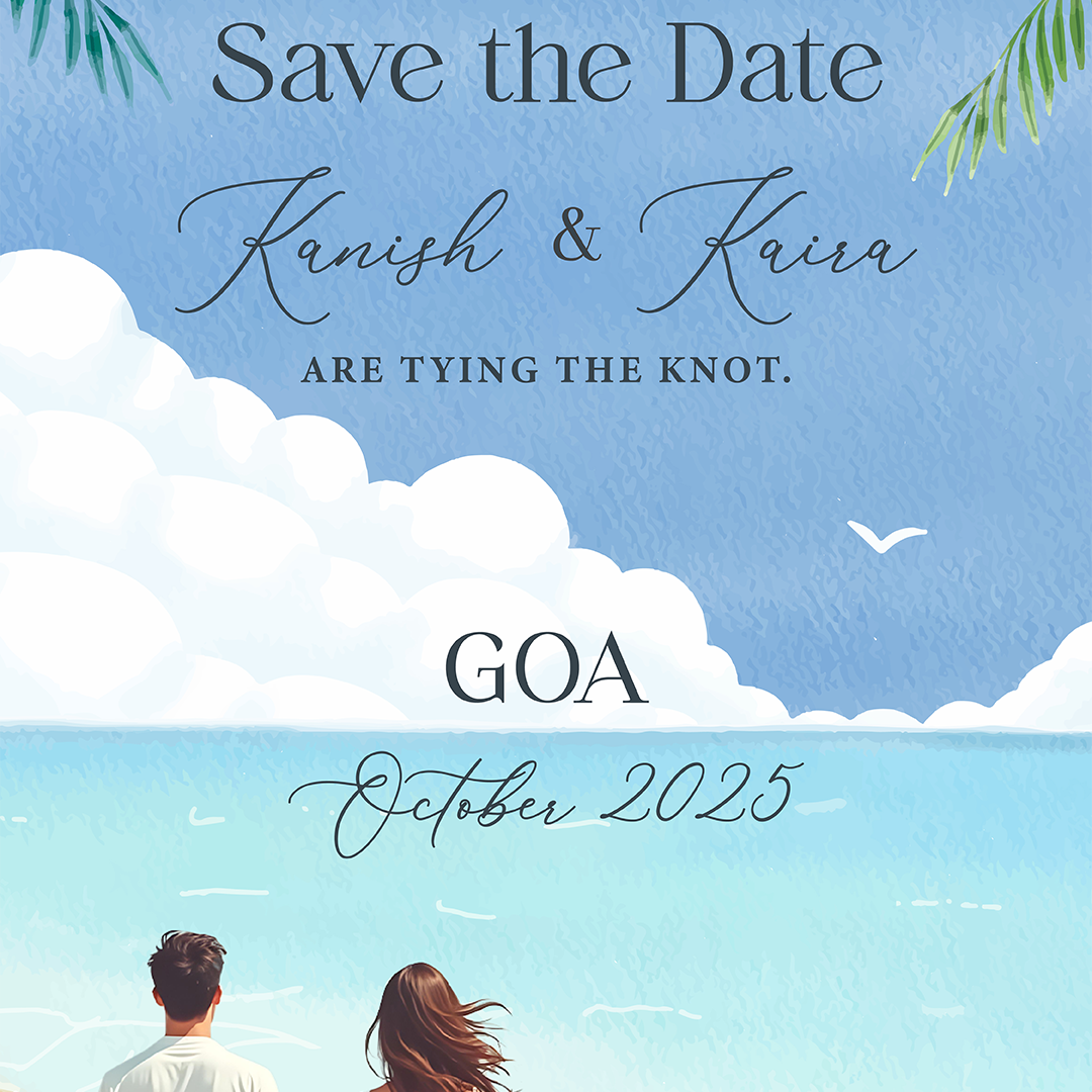 Beach Couple Save The Date